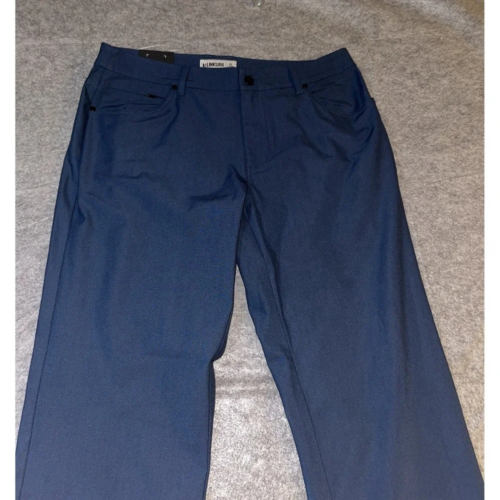 Linksoul Ellis Straight Pants Men 32x32 Navy Stretch Golf Chino Performance NWT